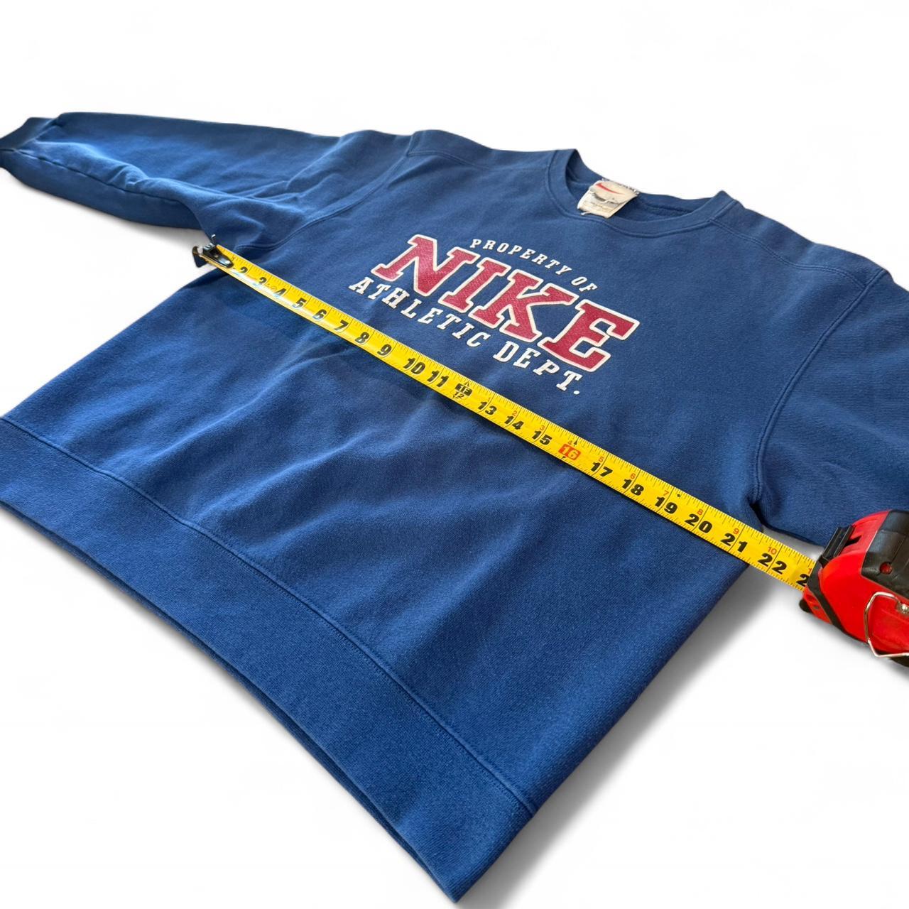 Vintage 80’s-90’s Nike Property Of Crewneck Blue - Tagged as L | Measurements Shown In Great Condition No Noticeable Tears or Stains #80s #90s #Nike #